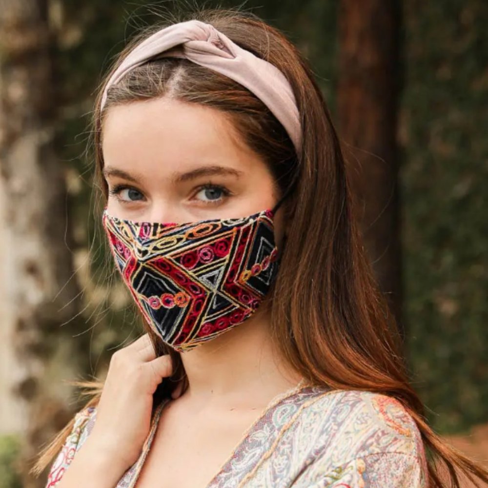 Geometric Embroidered Face Mask